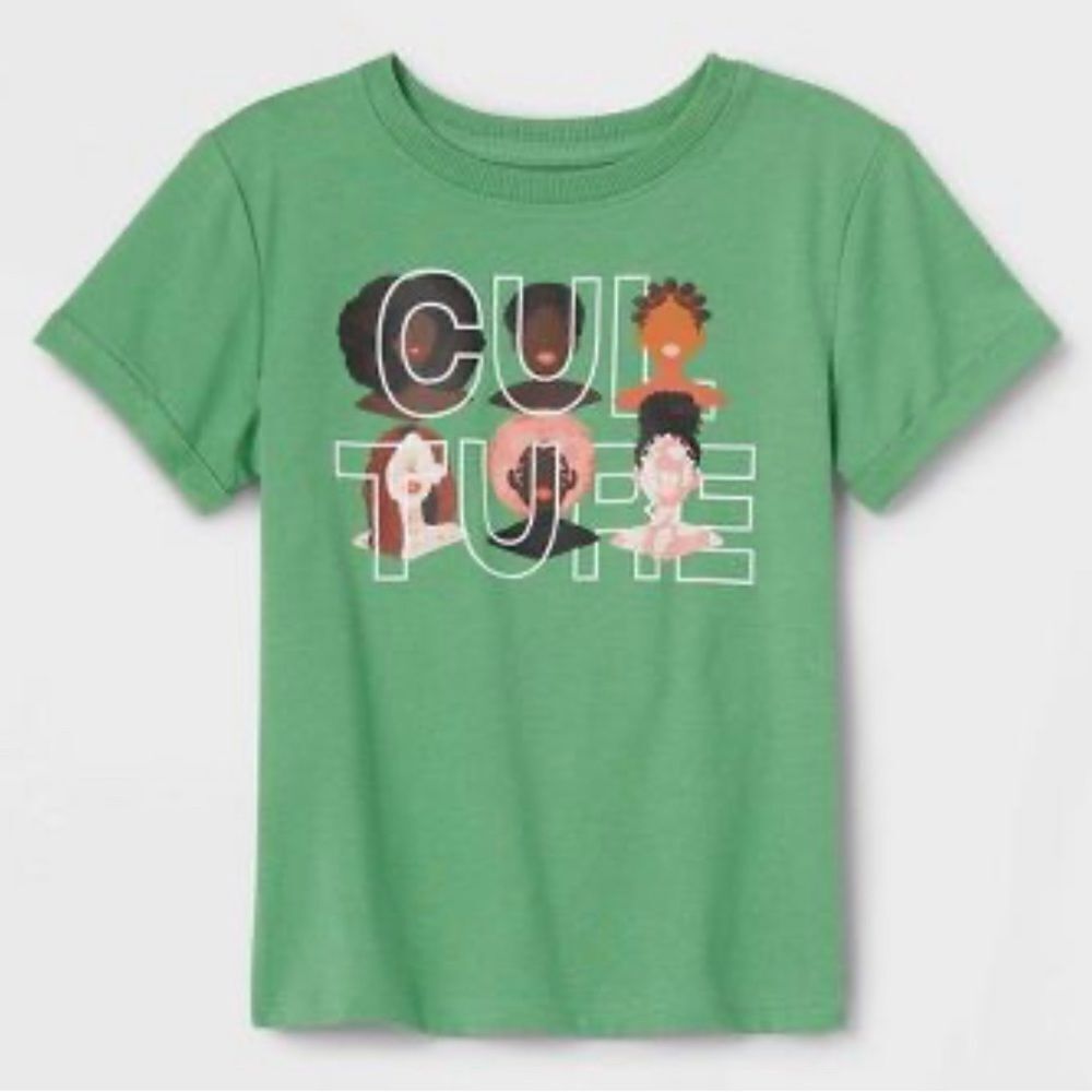 Black History Month Toddler’s Green Culture Short Sleeve Crewneck Graphic Tee 3T